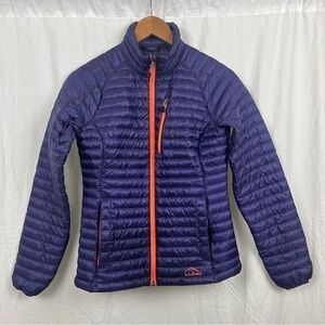 L.L. Bean ultralight 850 down jacket. XXS women’s purple with orange trim